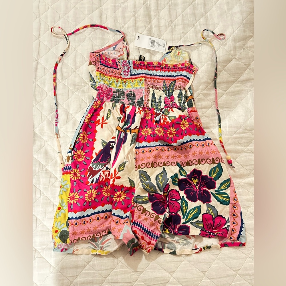 Lipsy Pink Floral Postcard Print Halter Romper